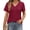 Brown Red, variant on Eyelet Womens Tops Short Sleeve Dressey Casual Blouses V Neck Work Shirts Summer Basic Tees
