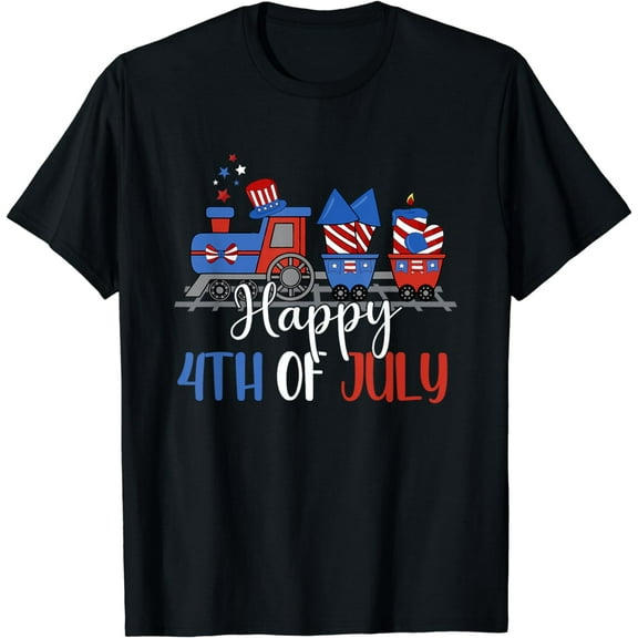 Happy 4th Of July Train Cute Boys July Fourth Toddler Kids T-Shirt