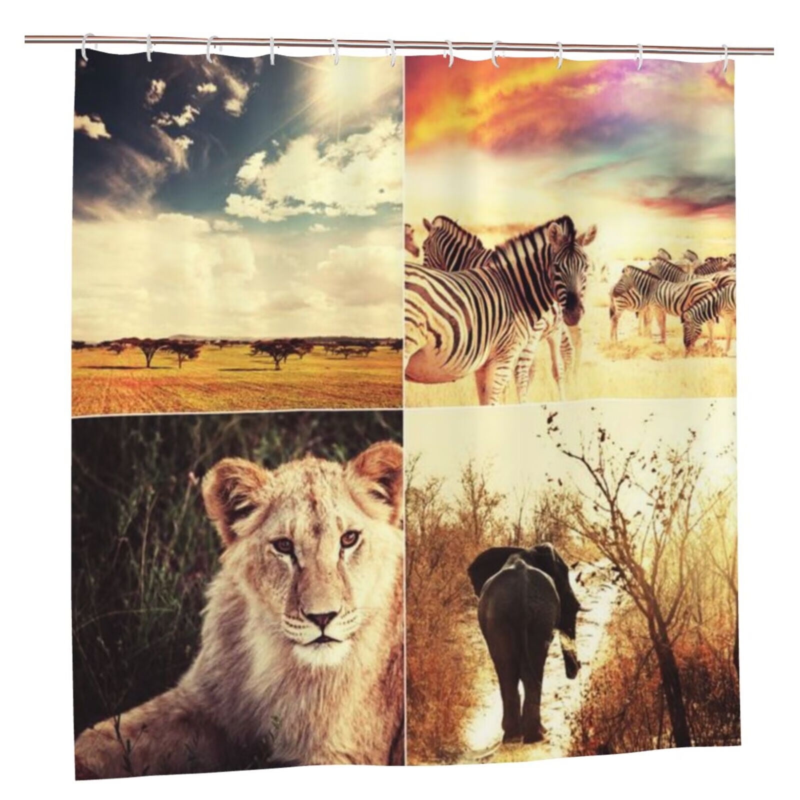 Wild Life Collage Pictures with Zebra Tiger Savanna Animals Adventure