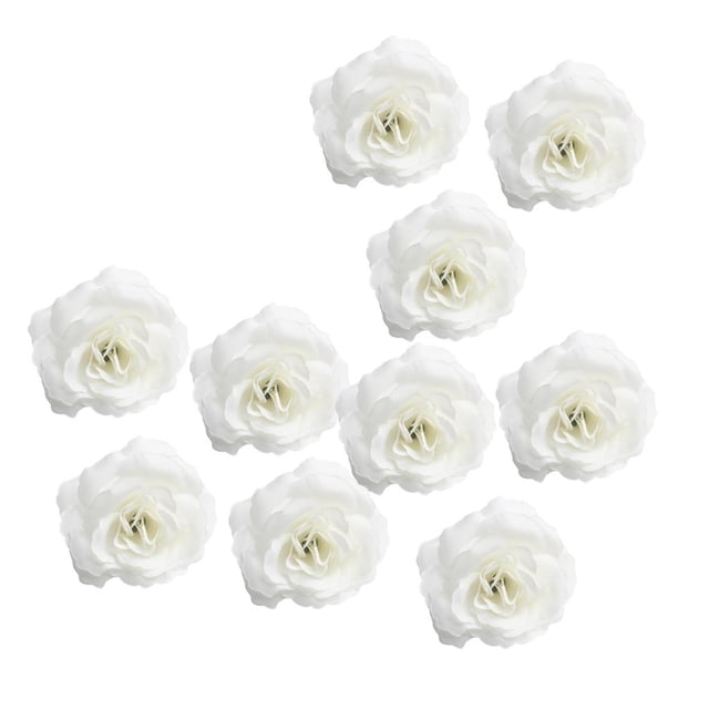 Decoraciones de seda artificial, flores artificiales, rosas, boda, 10 piezas, 7 cm. Marfil