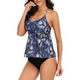 thumbnail image 5 of WREESH Womens Tankini Swimsuit Fashion Bikini Set Swimsuit Two Piece Filled Solid Swimwear Beachwear Beach Bathing Suit Dark Blue, 5 of 5