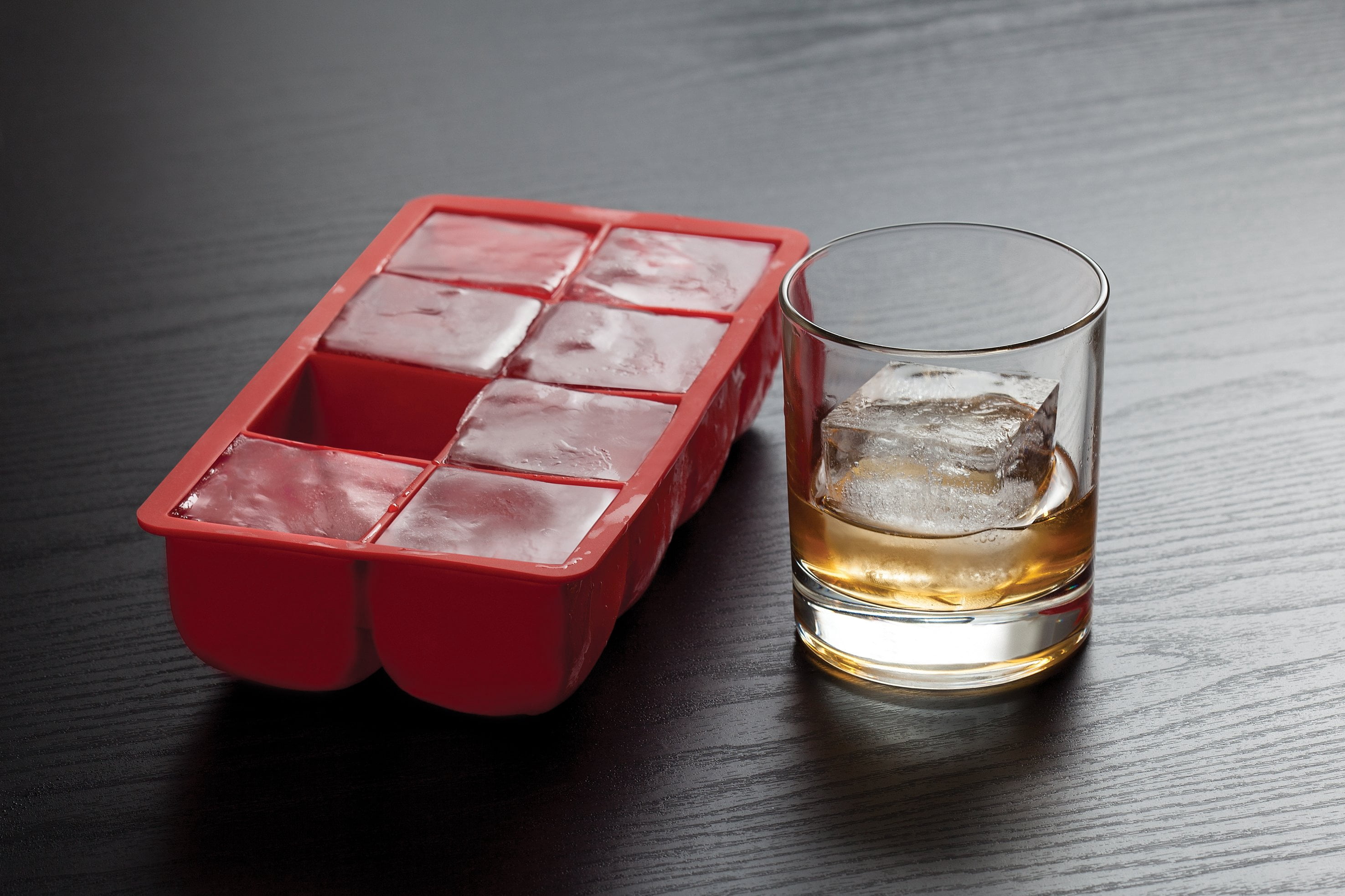 HIC Kitchen Big Block Silicone Ice Cube Tray, European-Grade, Non-Stick, Makes 8 Large Ice Cubes, Set of 2