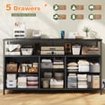 thumbnail image 4 of Wide Dresser with 5 Drawers for 50" TV Stand with Power Outlets & LED Lights & Entertainment Center,Dressers for Bedroom with Shelves for Living Room, Sturdy Metal Frame, Grey, 4 of 14