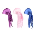 thumbnail image 1 of 3pcs Mujeres Gorro de Larga Pérdida de Cabello Bufanda Sombrero Pirata Gorro - Azul + Rosa + Morado Sunnimix Mujer Hombre Durag Sombreros, 1 of 7