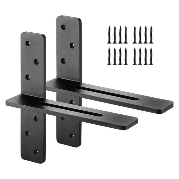 VEVOR T Shelf Brackets 2 Pcs, 200 lbs/90 kg Weight Capacity, 12x2.89x12 in / 304.8x73.5x304.8 mm, Solid Steel Heavy Duty Brackets for Shelves, Countertop Support Floating Bracket Hardware