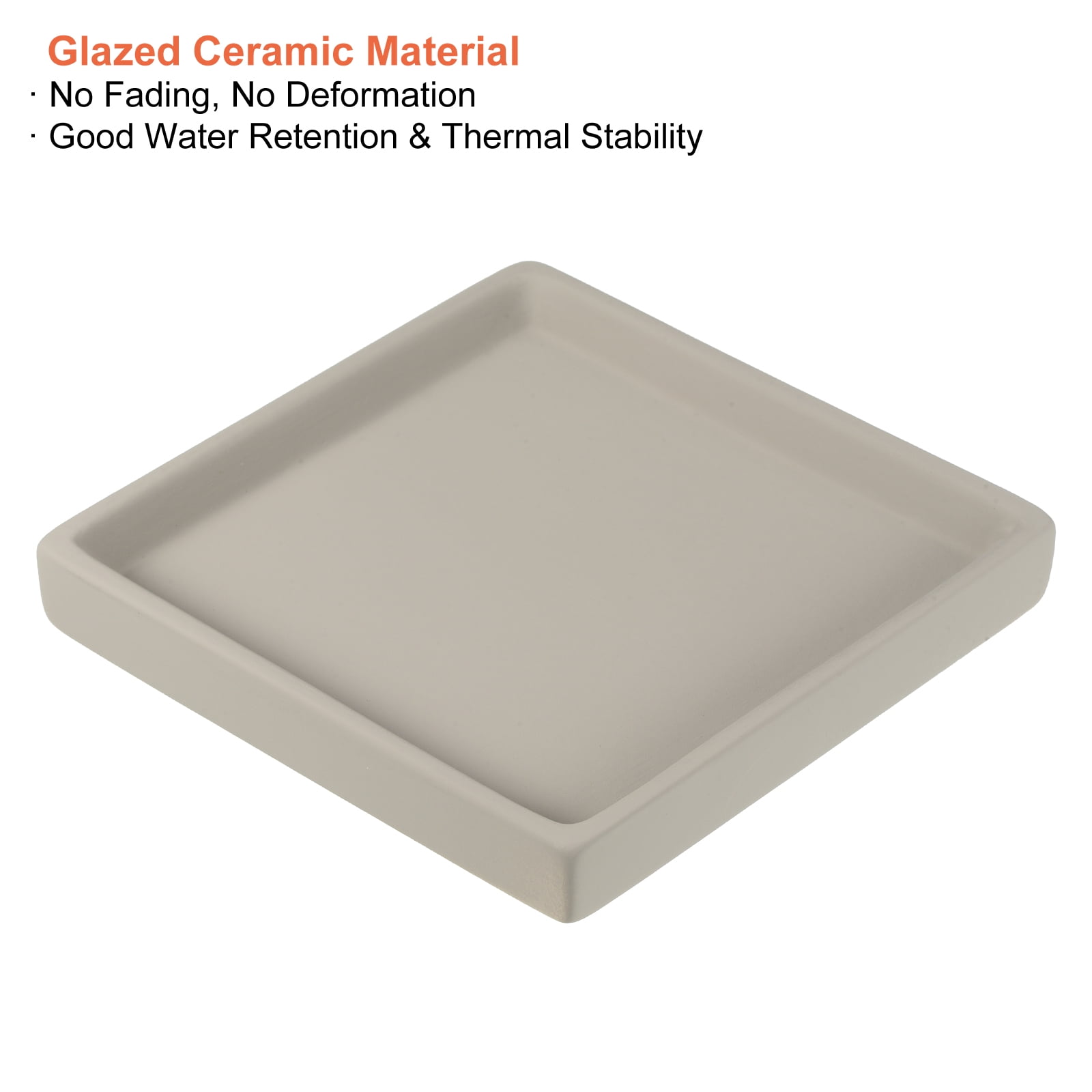 Unique Bargains Ceramic Square Planter Saucer Flower Drip Tray Coaster, 2 Pack Gray 5"