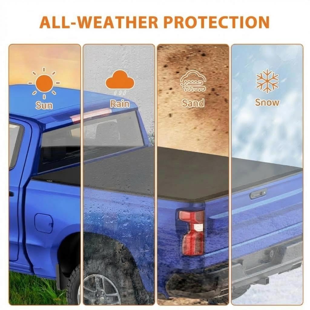 Soft Tri-Fold Truck Tonneau Cover – Fits 2019-2024 Models, 6.6FT Bed, All-Weather Cargo Protection