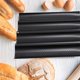 thumbnail image 4 of Rewera Molde para pan baguette, bandeja para baguette de acero inoxidable, molde para pan francés para 4 baguettes antiadherente perforado para hornear pan francés, pan baguette francés (negro), 4 of 5
