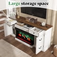 thumbnail image 5 of Merluxy 75" Farmhouse TV Stand with 36" 3-Sided Glass Fireplace, Large Entertainment Center with Drawer, TV Console for TVs up to 85",Distressed White, 5 of 7