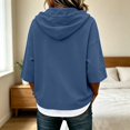 thumbnail image 7 of TZZQ 3/4 Sleeve Hoodie Sweatshirts for Women Drawstring Hood Oversized Pullover Sweatshirt Comfort Plain Long Sleeve Pullover Tops Plus Size Cute Basic Lightweight Hoodie Sweatshirts Navy Xl, 7 of 7