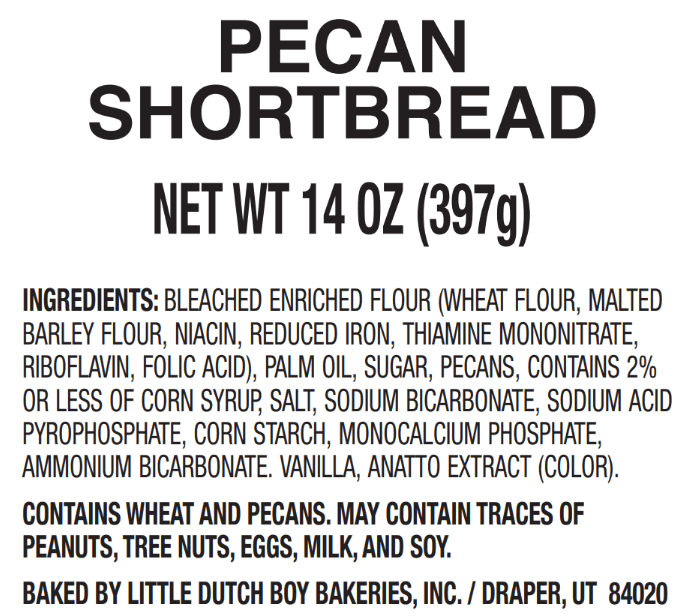 Little Dutch Boy Bakery Pecan Shortbread Gourmet Cookie Tin, Baked, 14 oz, Approx. 30 Ct