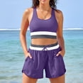 thumbnail image 2 of Womens Bikini Swimsuits 2 Piece Color Block Crop Tank Tops Boyshorts Bottom Athletic Full Coverage Bathing Suit, 2XL, 2 of 7