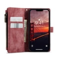 thumbnail image 5 of Zipper Wallet Case for iPhone 14 Pro, Premium PU Leather Wrist Hand Strap Card Slots Holder Flip Folio Cover with Magnetic Suction Kickstand Large Capacity Shockproof Case,Red, 5 of 14