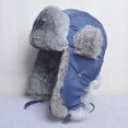 thumbnail image 2 of Unisex Men Women Russian Trapper Hat Bomber Blue, 2 of 4