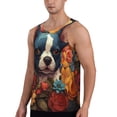 thumbnail image 2 of Lsque Cute Colorful Flower French Bulldog Pattern Mens Tank Tops Muscle Athletic Quick Dry Sleeveless Workout Fitness T Shirts Beach Tank Top, Loose-fit Sleeveless Shirt for Men-X-Large, 2 of 7