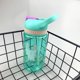 thumbnail image 1 of Marca de moda, taza con pajita para niños, botellas de agua de plástico, tetera creativa para estudiantes de dibujos animados para bebés (verde), 1 of 5