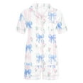 thumbnail image 4 of ClodeEU Women's Cute Heart Printed Short-Sleeve Pajama Set, 2 Piece Button Up Matching Sleepwear Light Blue,Womens Plus M, 4 of 5