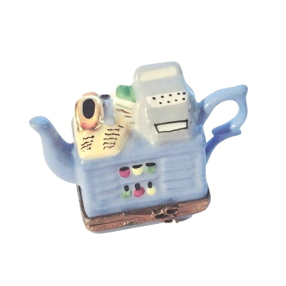 Blue Teapot Treasure for Tea Lovers Limoges Box Porcelain Figurine