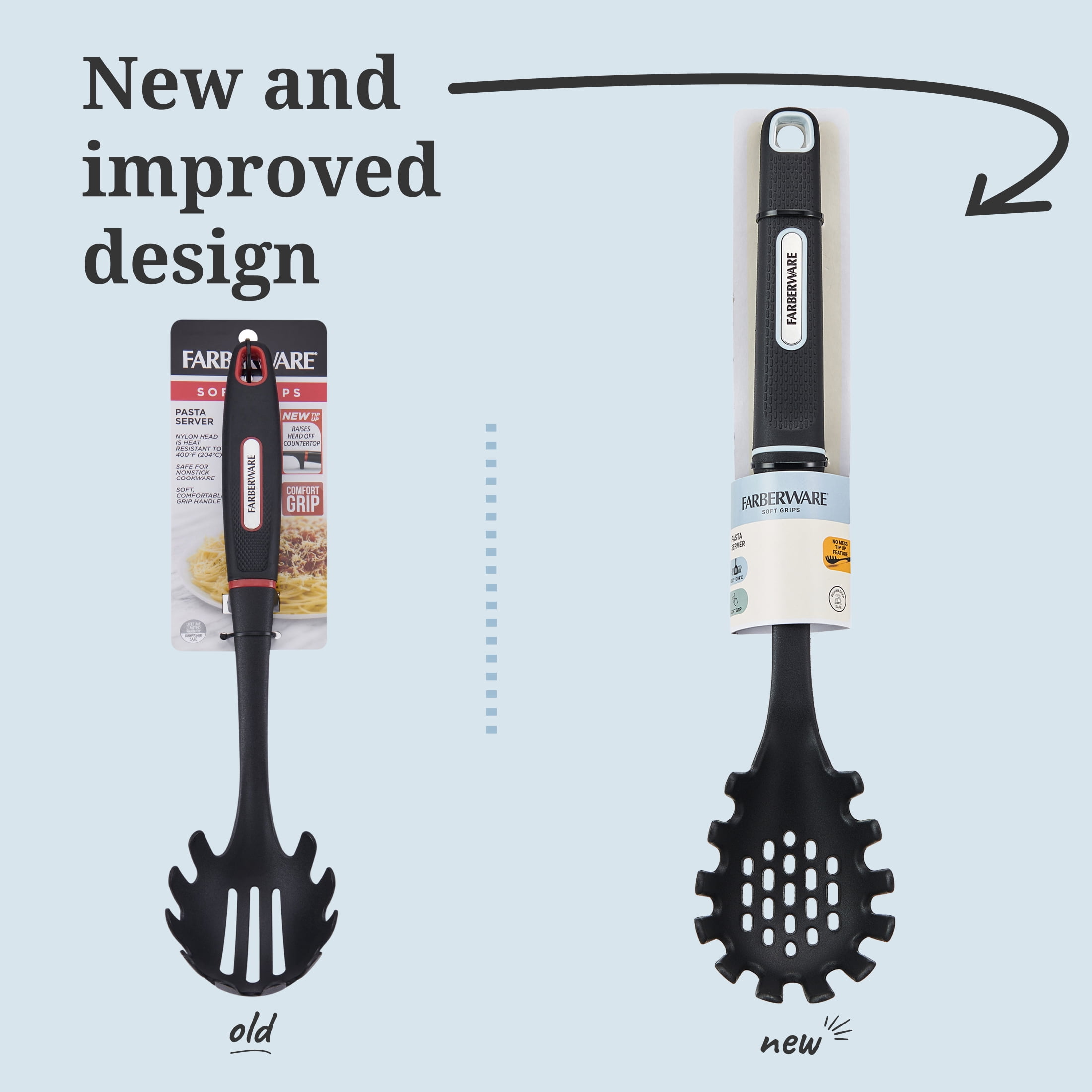 Farberware Soft Grips Nylon Kitchen Pasta Server Black