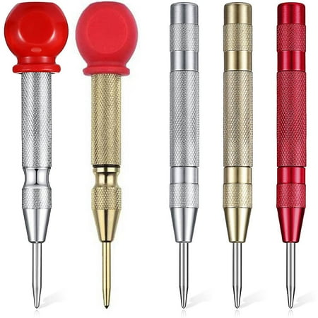 

5Pcs Automatic Center Hole Punching Stator Set Automatic Spring Punching Pressing Tool for Metal Wood Plastic Glass-Red