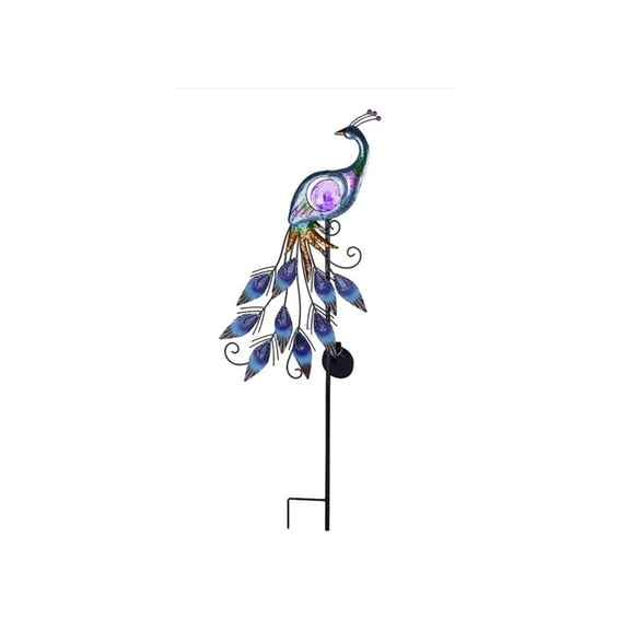 Uanit Solar Peacock Garden Light Solar Garden Lamp Metal Garden with Glass Outdoor Lamp Decorative Pile Crafts Wrought Ornaments Inserted Into the Courtyard Decorative Lights
