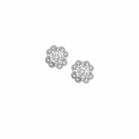 Fine Jewelry Vault UBNER40932AGCZ 1 CT Floral Design CZ Silver Earrings, 2 Stones