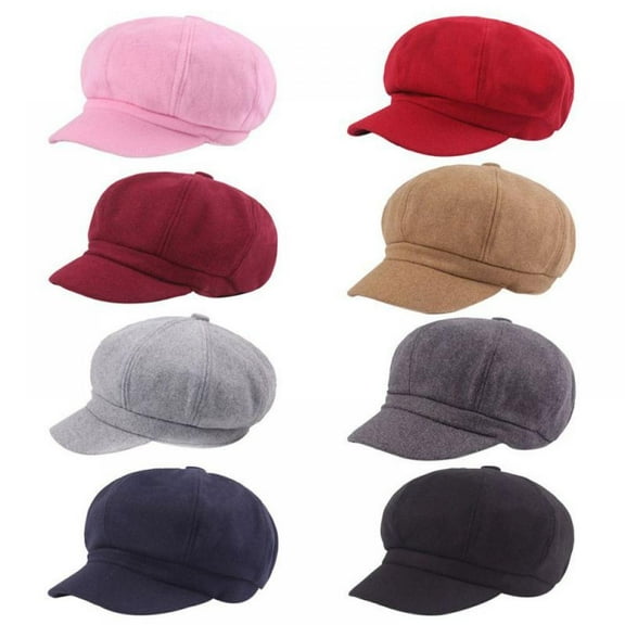Women's Classic Visor Baker boy Cap Newsboy Cabbie Winter Cozy Hat with Comfort Elastic Back