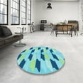 thumbnail image 4 of Ahgly Company Machine Washable Indoor Round Transitional Blue Ivy Blue Area Rugs, 7' Round, 4 of 7
