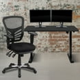 thumbnail image 2 of Flash Furniture Park 48" Wide Black Electric Height Adjustable Standing Desk with Black Mesh Multifunction Executive Swivel Ergonomic Office Chair, 2 of 14