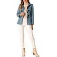 thumbnail image 2 of Abrigo Duffle con Cierre Frontal para Mujer INSPIRE CHIC, Sólido, Corto, con Capucha, Color Gris Azul, 2 of 6