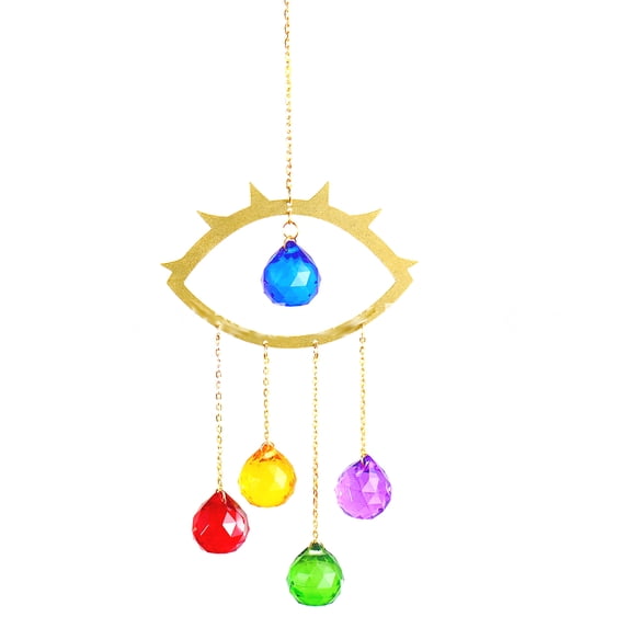 Evil Eye Suncatcher Crystal Light Catcher, Window Hanging, Home Decor, Crystal Tracery