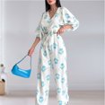 thumbnail image 2 of Traje informal de 2 piezas con mangas abullonadas y pierna ancha para mujer pantalones superiores elegantes atuendo diario FLhrweasw Nuevo, 2 of 9