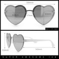 thumbnail image 5 of Womens Retro Luxe Hippie Rimless Heart Shape Metal Rim Sunglasses Silver White - Silver Mirror, 5 of 8