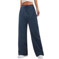 thumbnail image 1 of Gibobby pantalones de mujer holgados Pantalones deportivos con forro polar de algodón para mujer, pantalones deportivos informales con pierna recta (Azul marino, S), 1 of 5