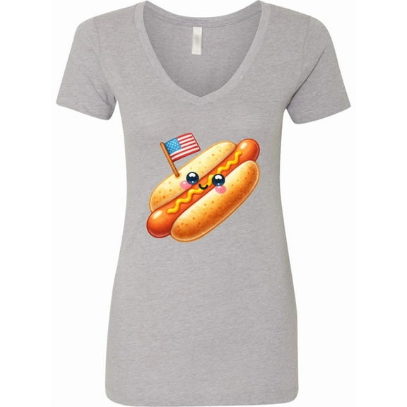 Inktastic All-american Hot Dog Women's V-Neck T-Shirt