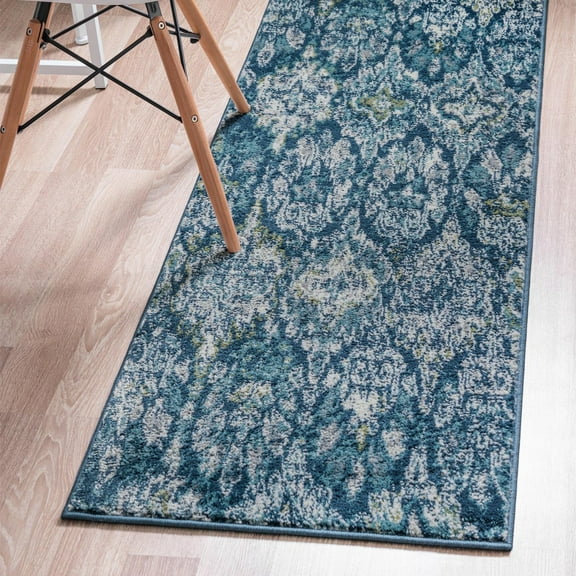 Unique Loom Sumter Collection Area Rug - Brewton (2' x 6' 1" Runner Navy Blue/Blue)