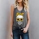 thumbnail image 2 of Camiseta sin mangas con estampado de calavera floral y cuello redondo informal a la moda para mujer Pompotops lopia987739, 2 of 6