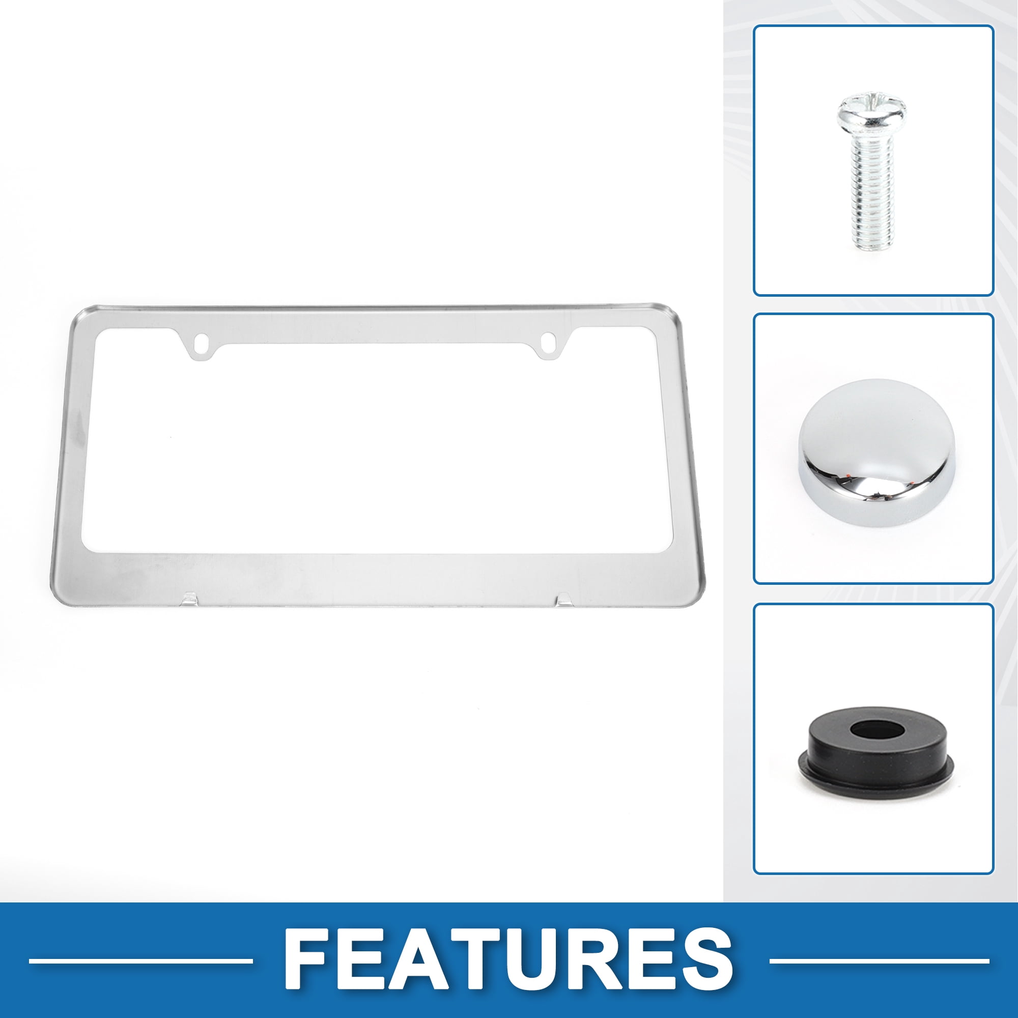 Unique Bargains Stainless Steel License Plate Holder Durable Mirror Polished Silver Tone
