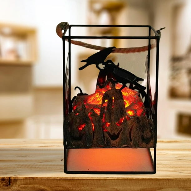 Lámpara de carbón, luz LED, adorno portátil, funciona con , lámpara decorativa antigua para Halloween, jardín, patio, bar, sala de de calabaza