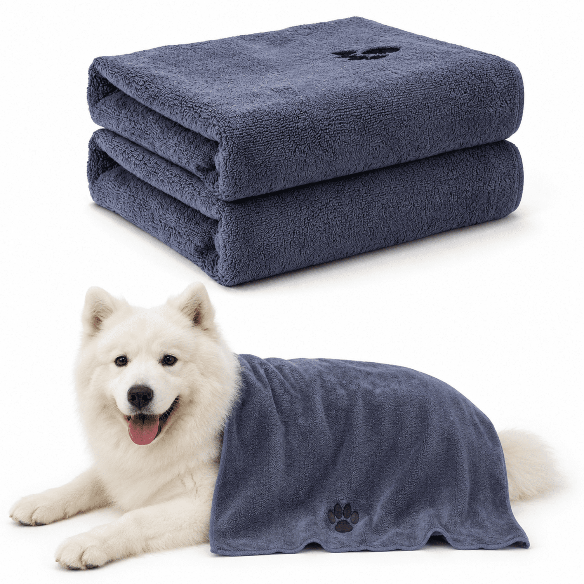 Dog Towel 2-Pack Super Absorbent Microfiber Pet Drying Towels 40 x 23.6 Inches Grey