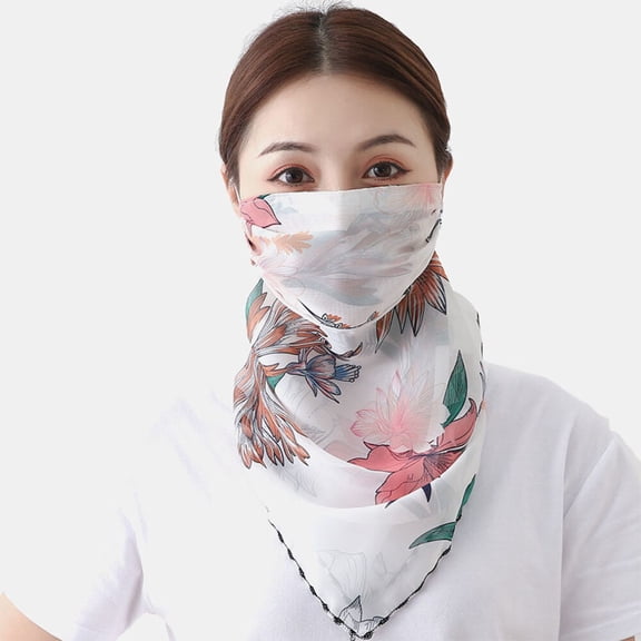 Women's Ice Silk Printed Scarf, Sun Protection Face Mask and Neck Gaiter, Lightweight UV Ray Shield for Summer Outdoor Activities, Travel, Beach, Hiking, and Daily Casual Wear-A