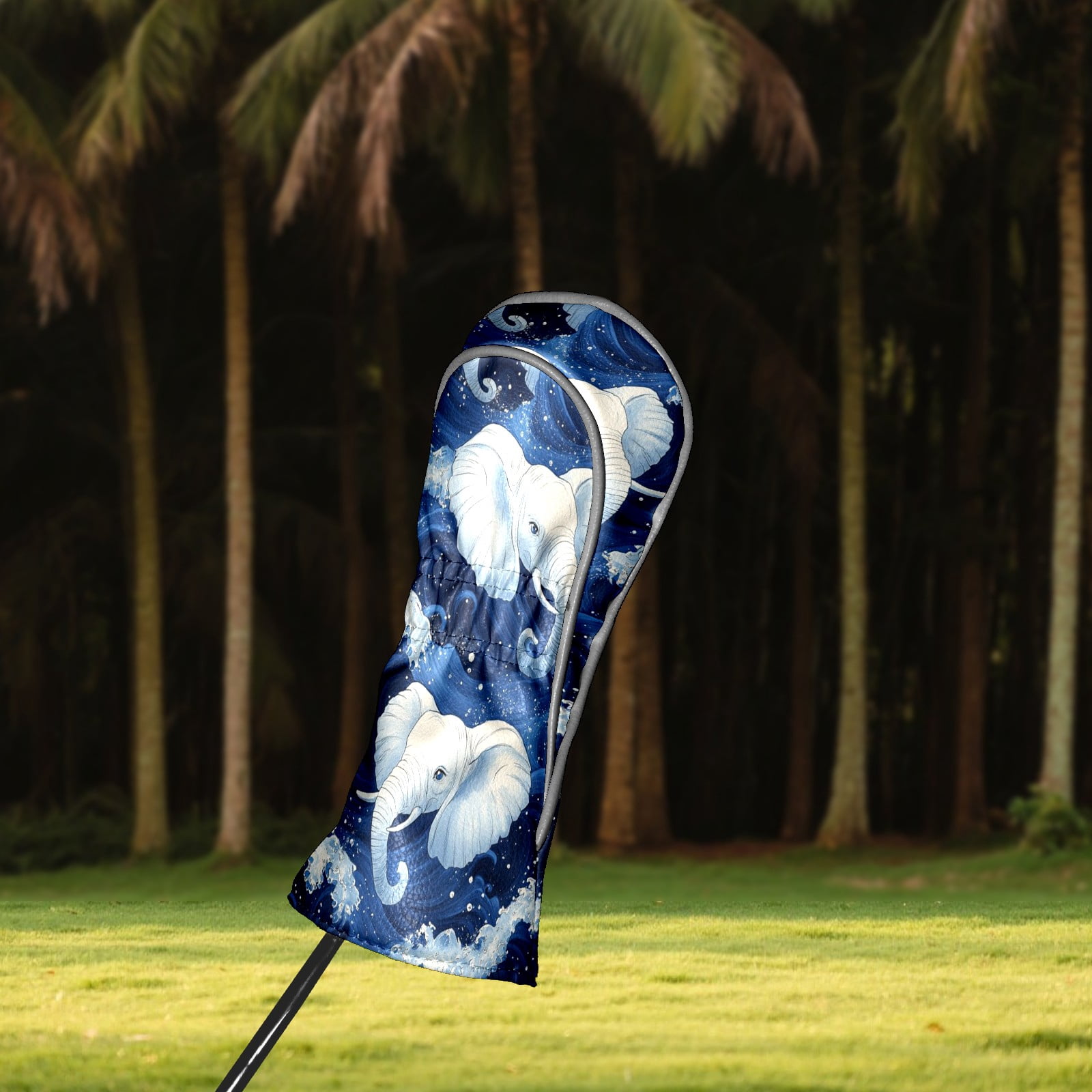 Golf Club Covers PU Leather Waterproof Head Covers for Fairway Woods Hybrids Elephant Wave Unisex Fits Most Brands