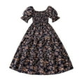 thumbnail image 2 of Juslio Girls Dresses Black Kids Flower Clothes Short Sleeve Casual Little Girl Dresses, 2 of 7