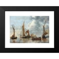 thumbnail image 2 of Jan van de Cappelle 24x18 Black Modern Framed Museum Art Print Titled - The Home Fleet Saluting the State Barge (1650), 2 of 5