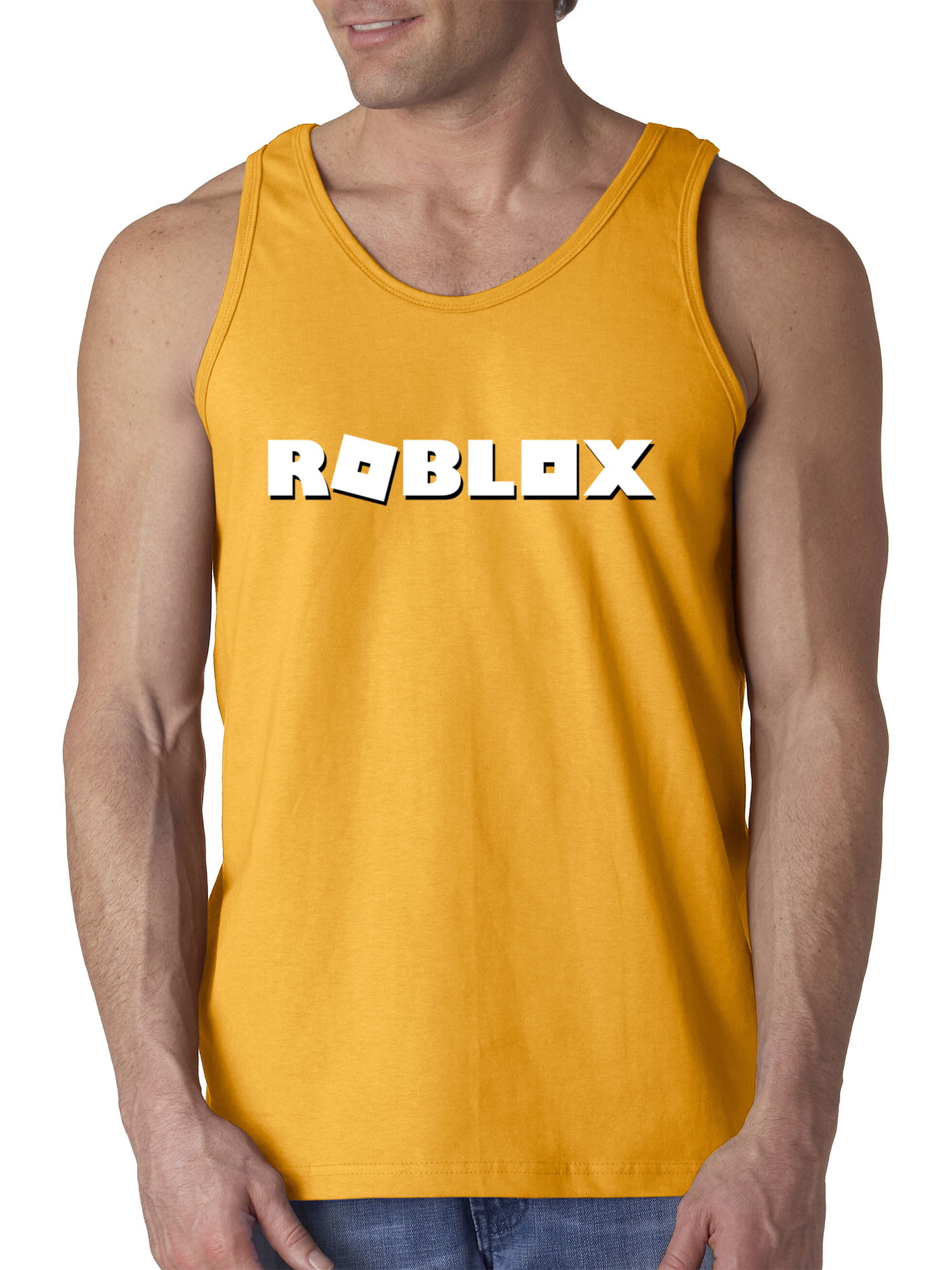 Trendy Usa Trendy Usa 923 Men S Tank Top Roblox Logo Game Accent 3xl Gold Walmart Com - nerf vest roblox catalog item