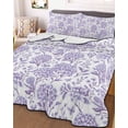 thumbnail image 3 of Quilts Queen Size, Purple Flowers Soft Comforter Bedding Set for Bed, Botanical Floral Vintage Wildflower Lightweight Quilted Bedspread with Pillow Cover(2 Pieces) for All Season, 90x96 Inch, 3 of 6