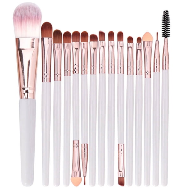 Juego de 15 brochas de maquillaje, kit de artículos de tocador, juego de brochas de maquillaje de lana, brocha de maquillaje