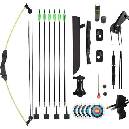 AME Compound Bow and Arrow Set for Youth Kids Beginner Hunting Bow Target Archery Set Outdoor Games for Boys and Girls Gifts with 6 Arrows(Green)