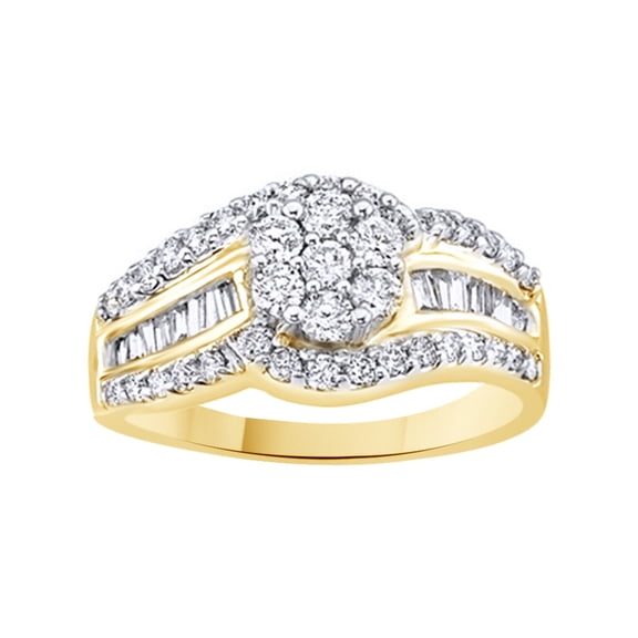 AFFY White Natural Diamond Fashion Ring In 10k Yellow Gold (1 Cttw)
