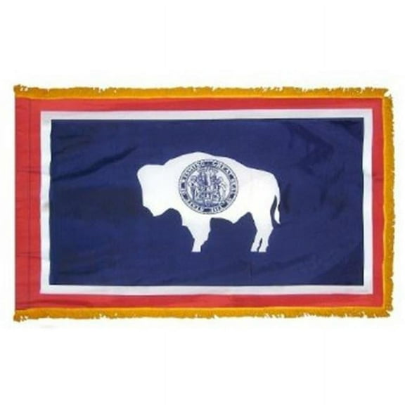 Annin Flagmakers 146190 3 ft. x 5 ft. Indoor and Parade Colonial Nyl-Glo Wyoming Flag with Fringe